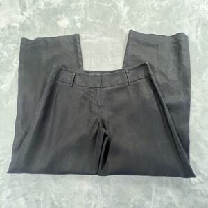 Vintage Phantom Rose Womens Y2K Linen Pants Sz 12 Crespi Italy Wide Leg Black